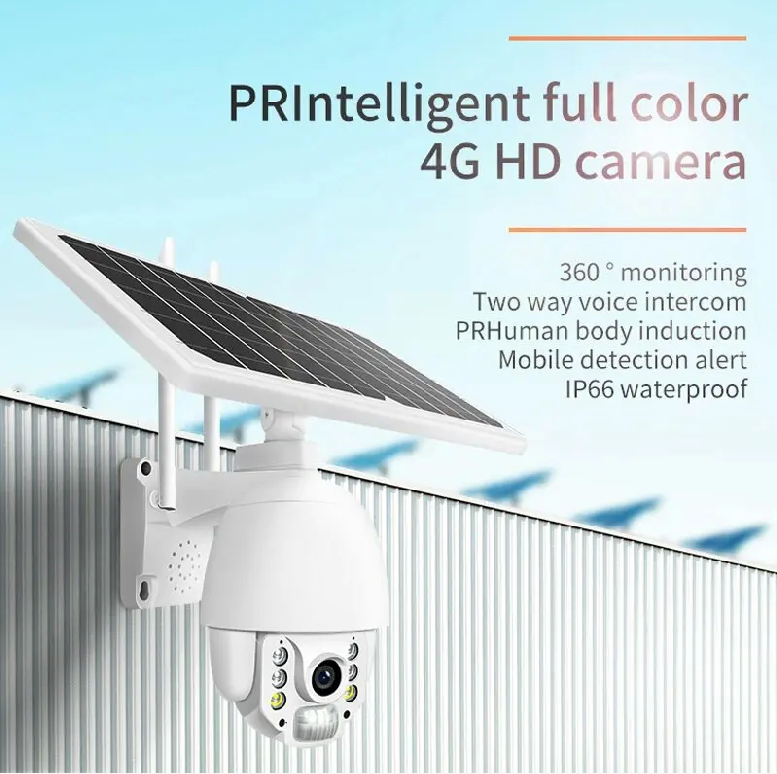 Camhi Metal 8W 2MP 1080P Full HD PTZ 4G Sim Card Lte Outdoor Wireless Security Solar Camera